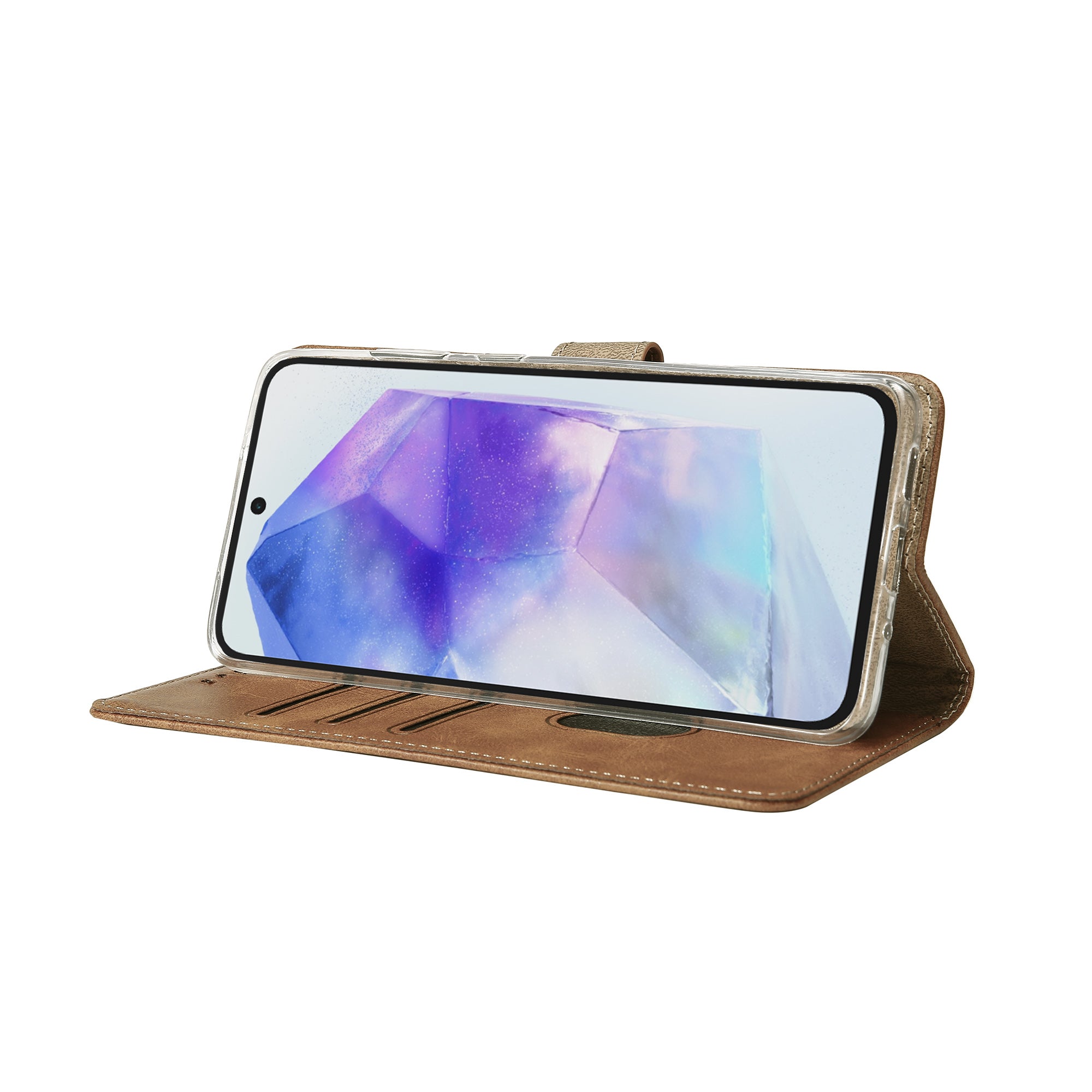 Rixus Buchhülle für Samsung Galaxy A55 5G Light Brown – Bild 6