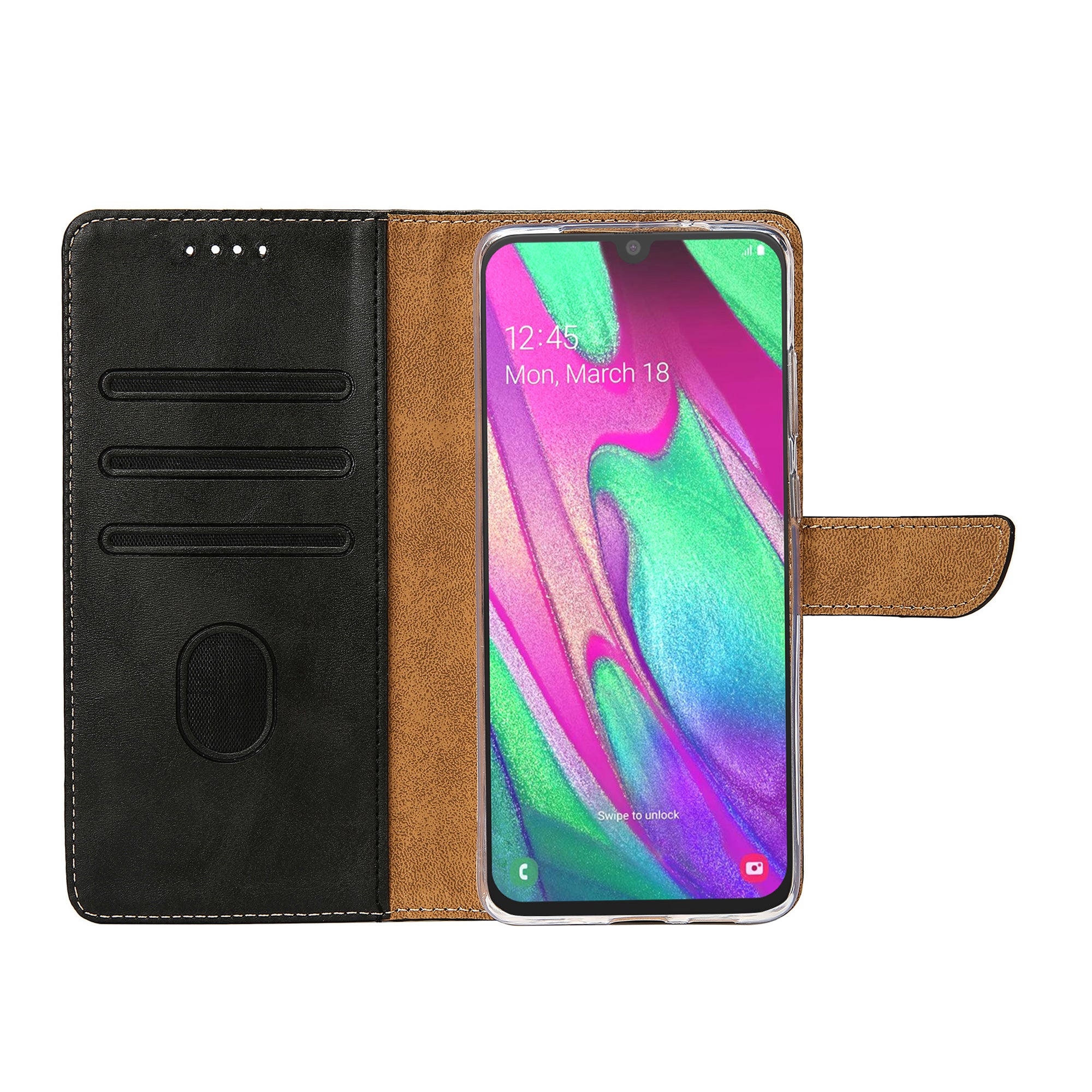 Rixus Buchhülle für Samsung Galaxy A40 Black – Bild 5