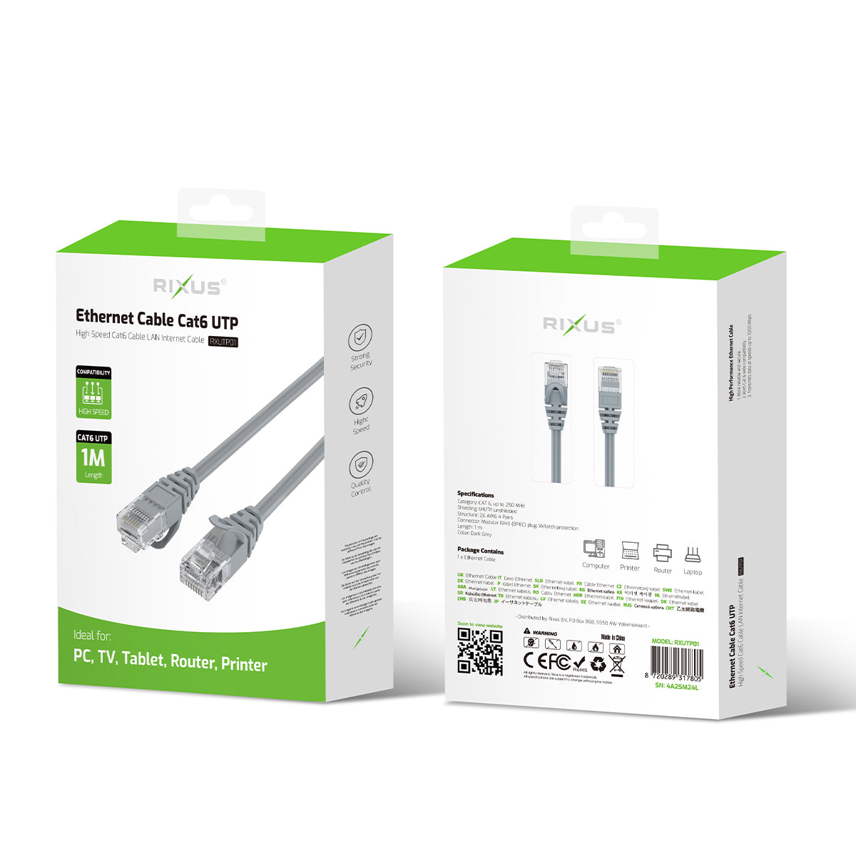 Rixus RXUTP01 Ethernet Kabel Cat 6 UTP 1m – Bild 5