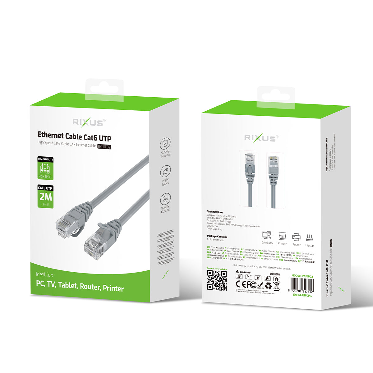 Rixus RXUTP02 Ethernet Kabel Cat 6 UTP 2m – Bild 5