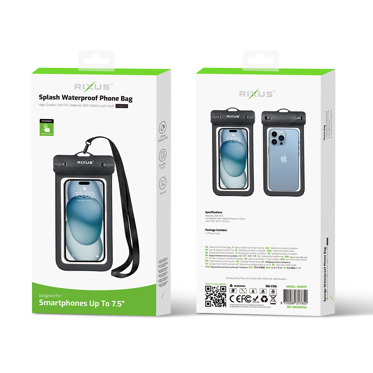 Rixus RXBG15 Splash Waterproof Phone Bag Black – Bild 4