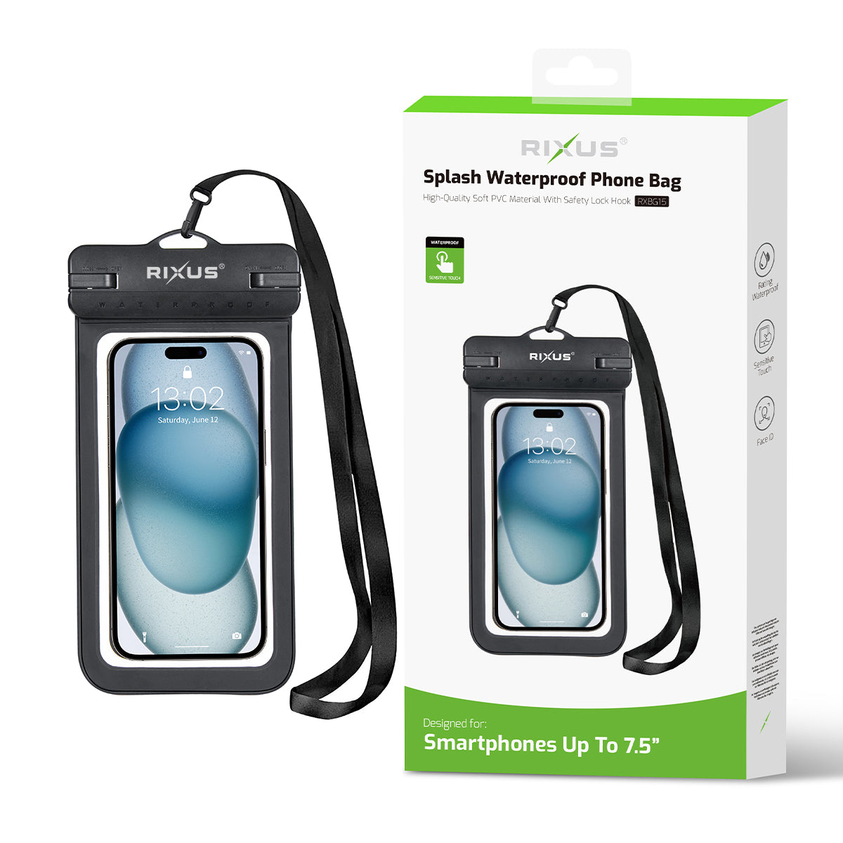 Rixus RXBG15 Splash Waterproof Phone Bag Black – Bild 5