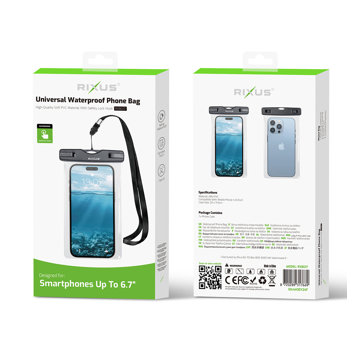 Rixus RXBG17 Sponge Waterproof Phone Bag Black – Bild 4