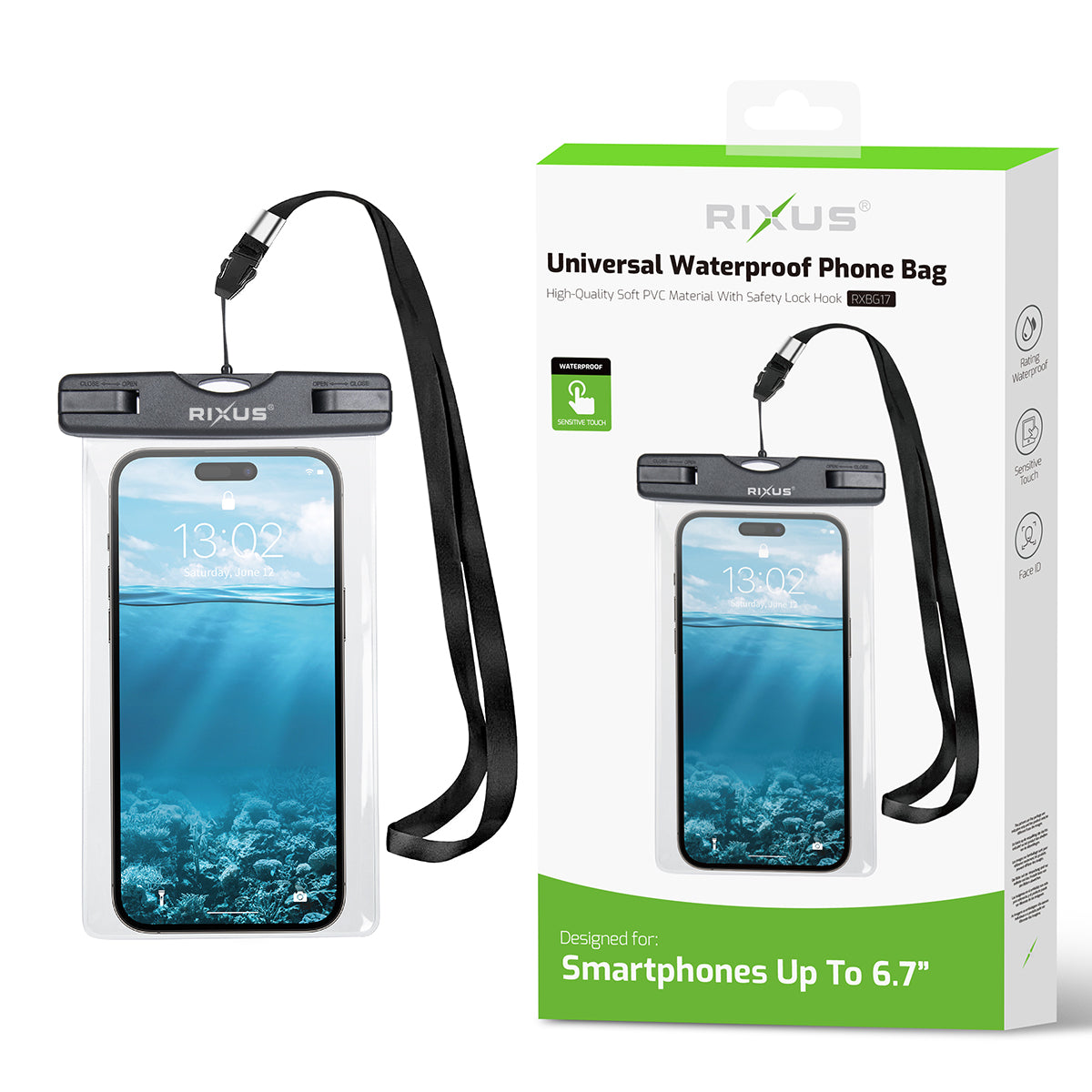 Rixus RXBG17 Sponge Waterproof Phone Bag Black – Bild 5