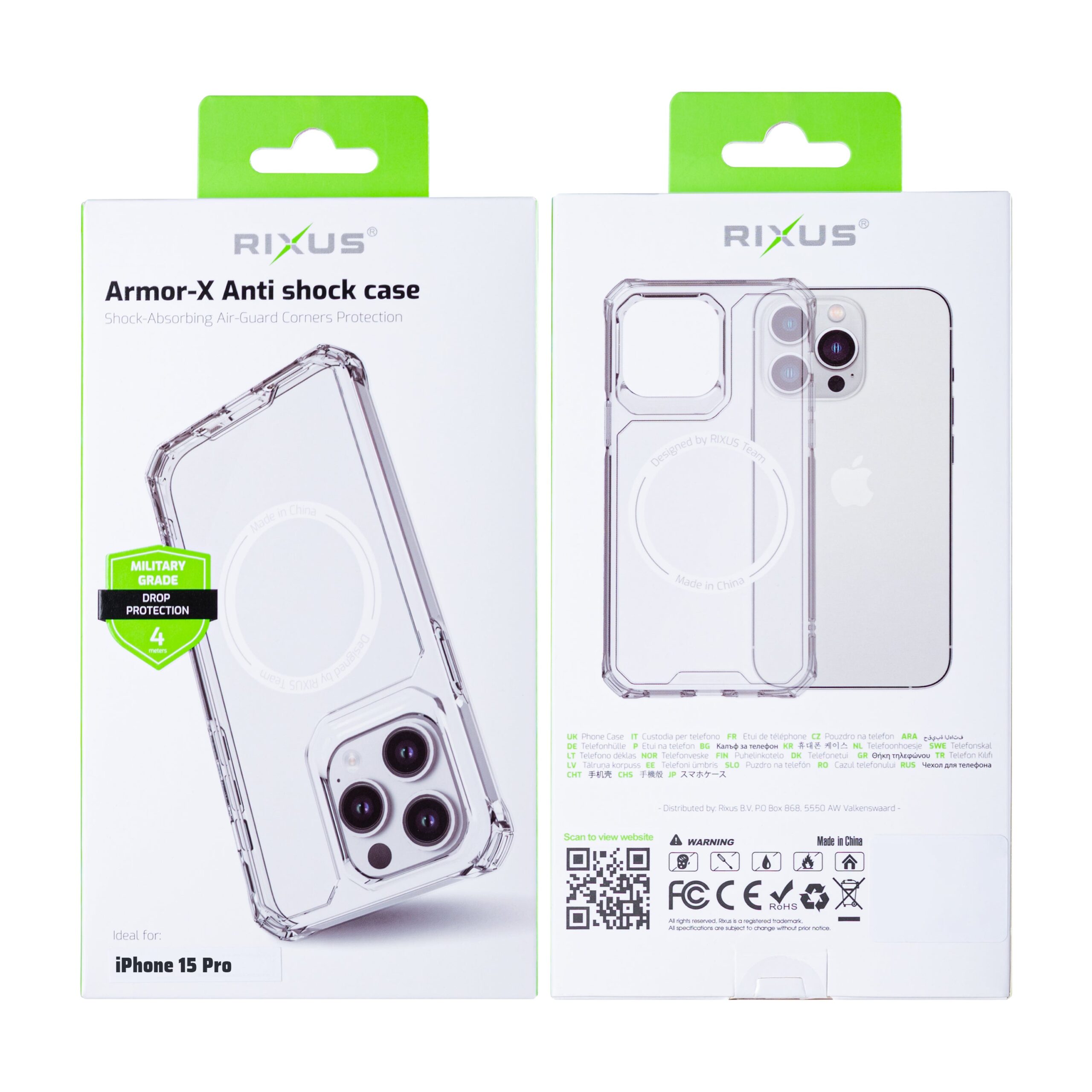 Rixus Armor-X Anti Shock Hülle mit MagSafe kompatibel für AppleiPhone 15 Pro Transparent – Bild 4