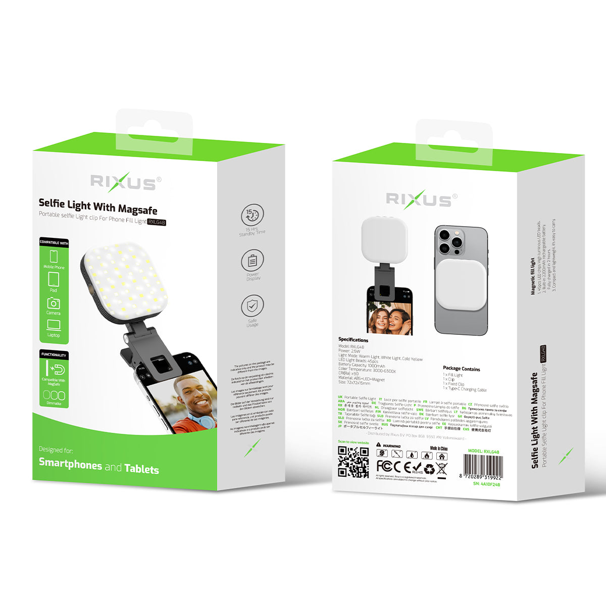Rixus RXLG48 Selfie Light für Photography, TikTok, Vlog, Video Black – Bild 4