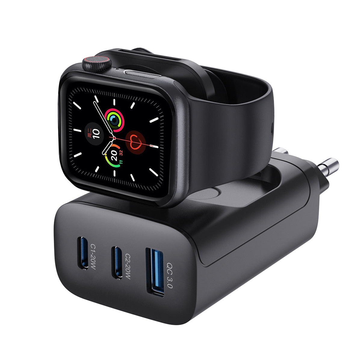 Rixus RXHC40 43W Charging Block für Apple iWatch, iPhone, Airpods Black