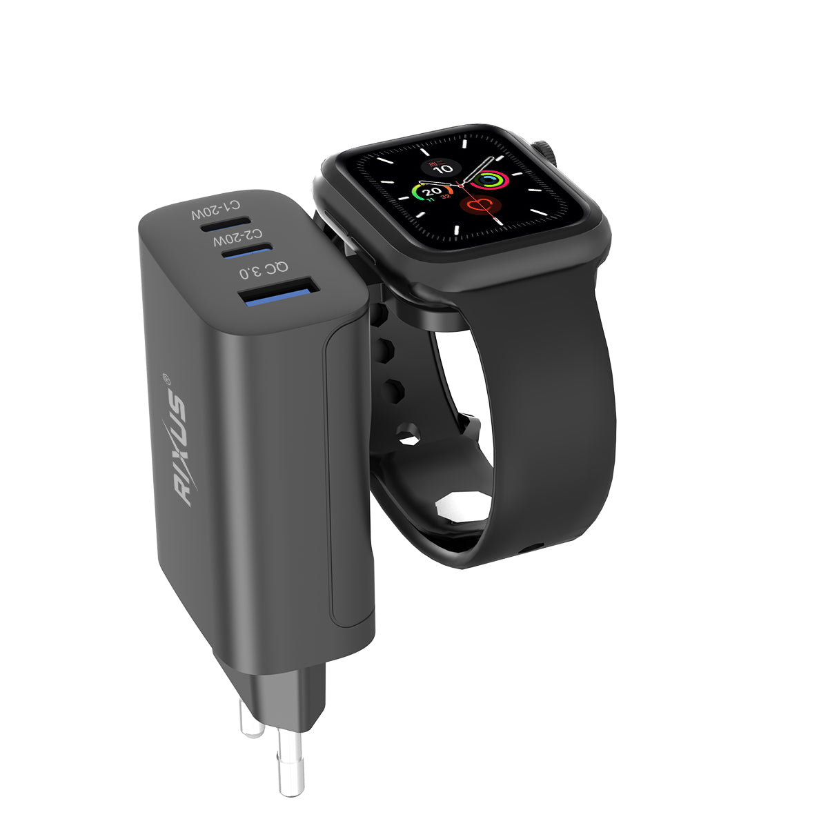 Rixus RXHC40 43W Charging Block für Apple iWatch, iPhone, Airpods Black – Bild 3