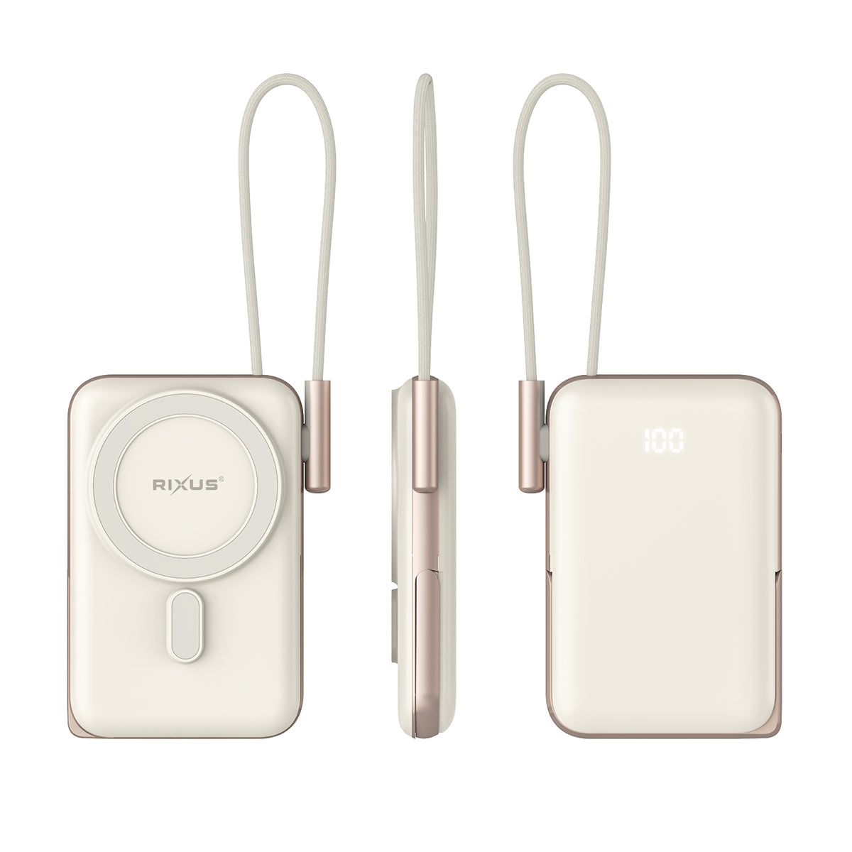 Rixus RXPB29 Magnetic Powerbank 10000mAh mit USB-C Kabel Build-in Rose Gold – Bild 3
