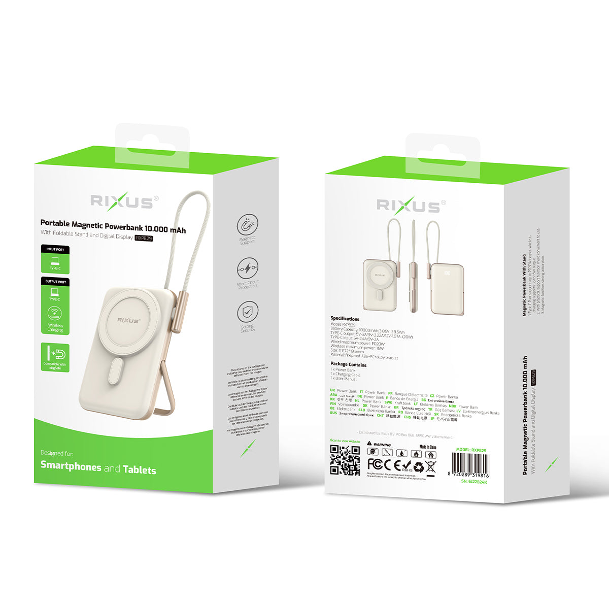 Rixus RXPB29 Magnetic Powerbank 10000mAh mit USB-C Kabel Build-in Rose Gold – Bild 4