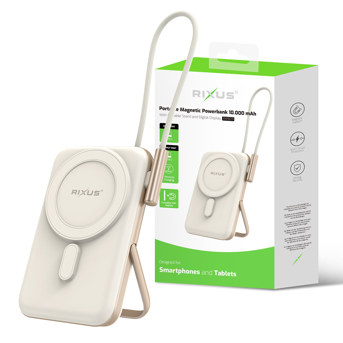 Rixus RXPB29 Magnetic Powerbank 10000mAh mit USB-C Kabel Build-in Rose Gold – Bild 5