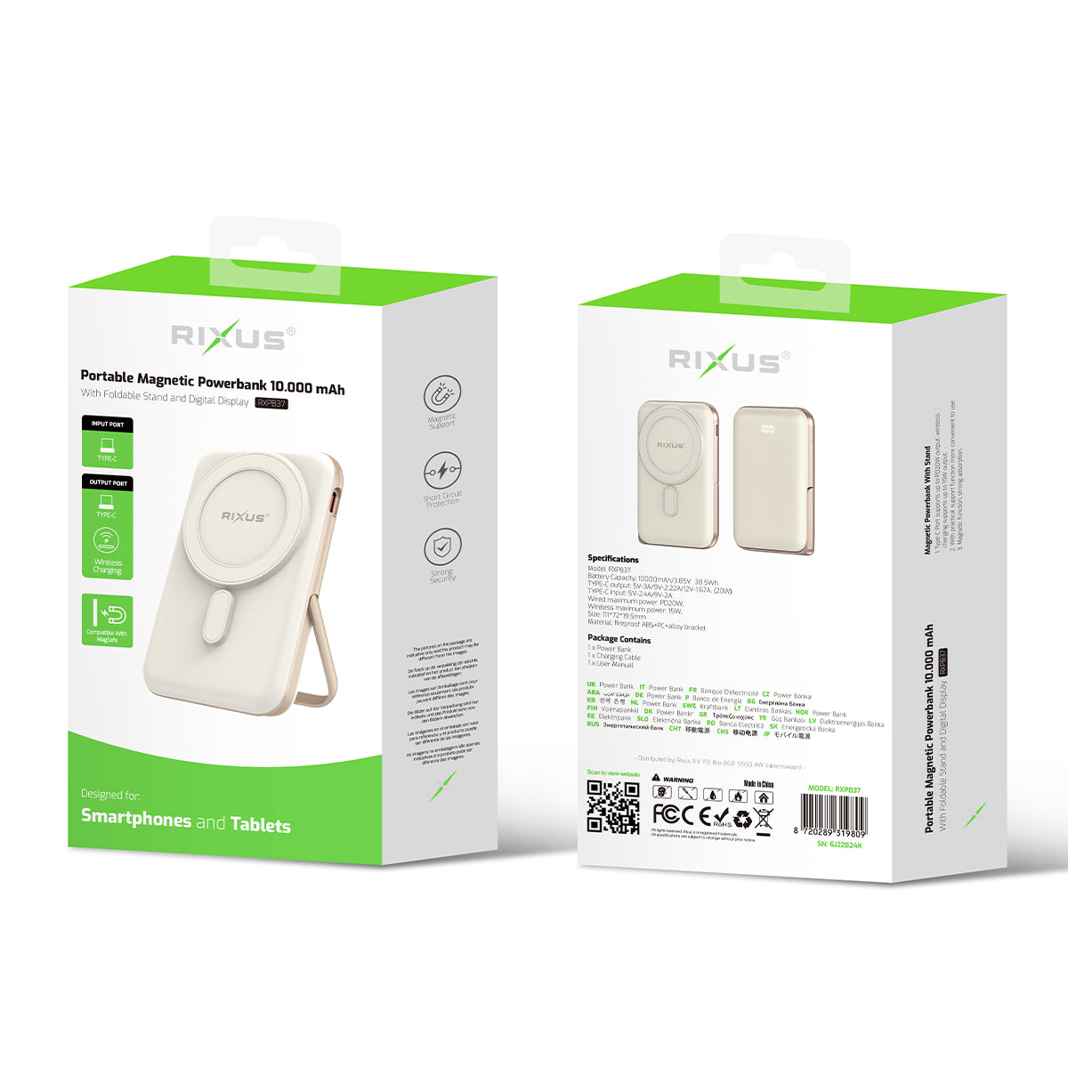 Rixus RXPB37 Portable Magnetic Powerbank 10000mAh mit Stand Rose Gold – Bild 4