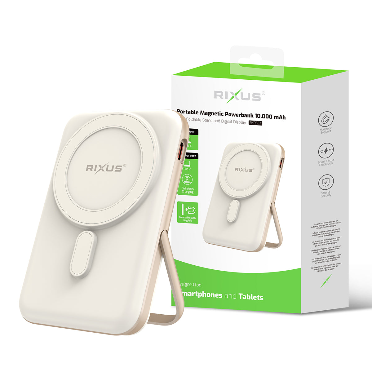 Rixus RXPB37 Portable Magnetic Powerbank 10000mAh mit Stand Rose Gold – Bild 5