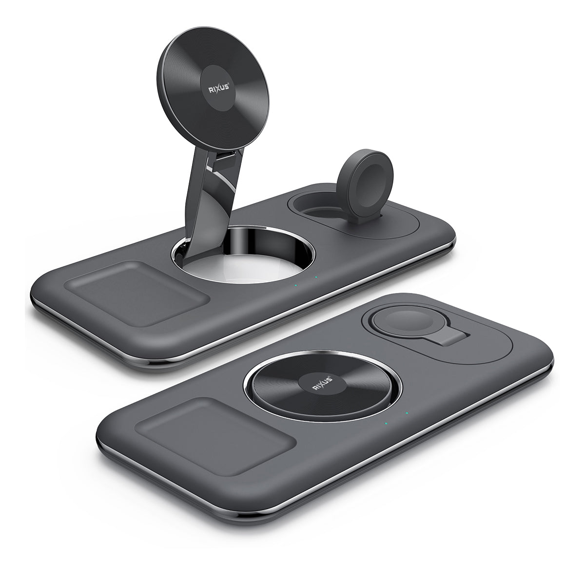 Rixus RXWC31 3 in 1 Wireless Charger Stand für Phone, Watch und Airpods Black – Bild 2
