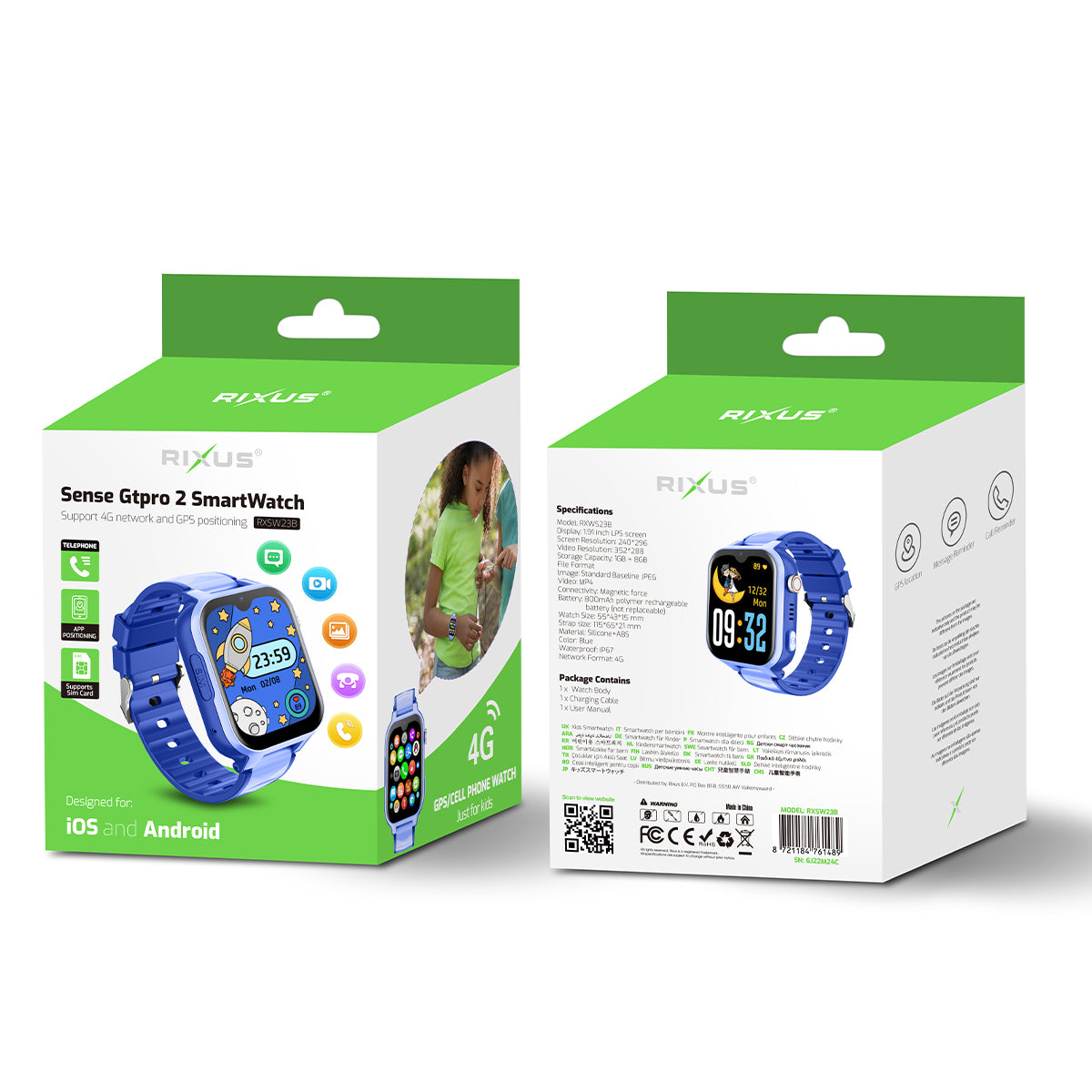 Rixus RXSW23B Sense Gtpro 2 SmartWatch mit GPS und Sim Card Function Blue – Bild 5