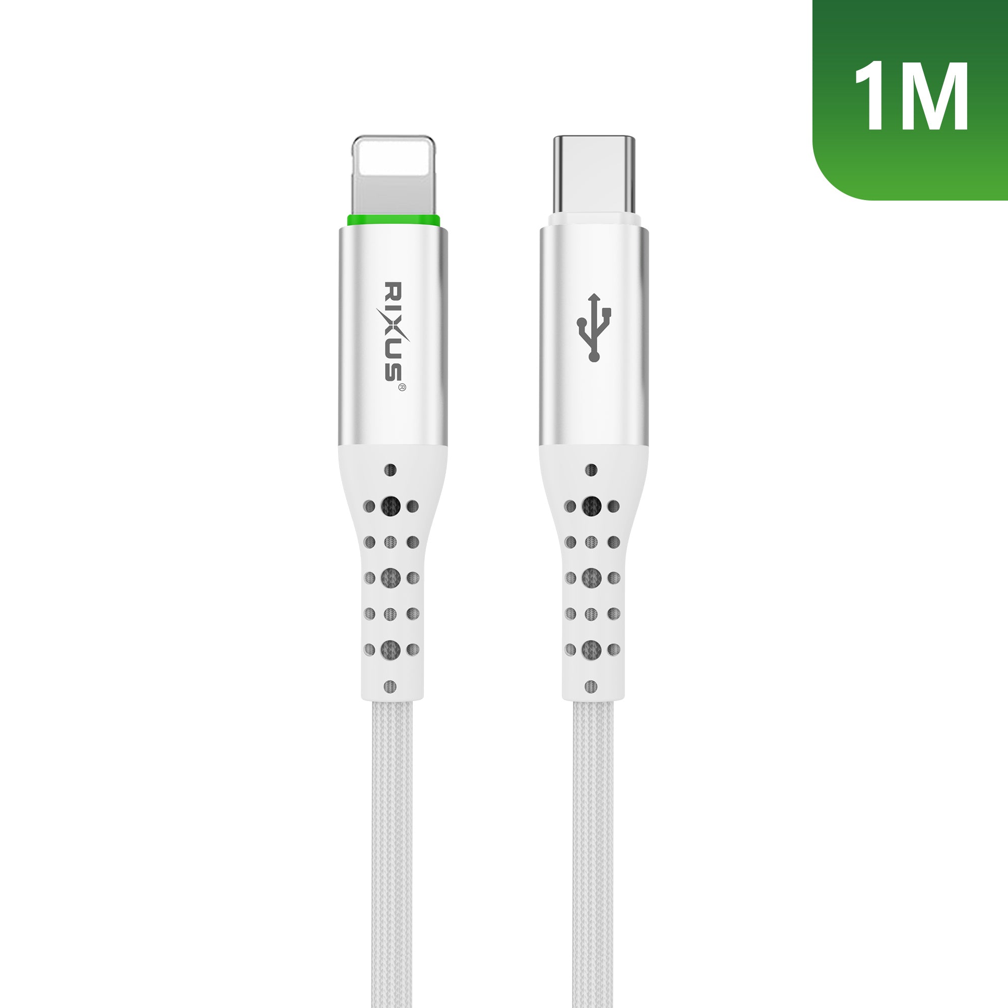 Rixus RXUC21L Auto Disconnect USB-C To Lightning Anschluss Kabel White