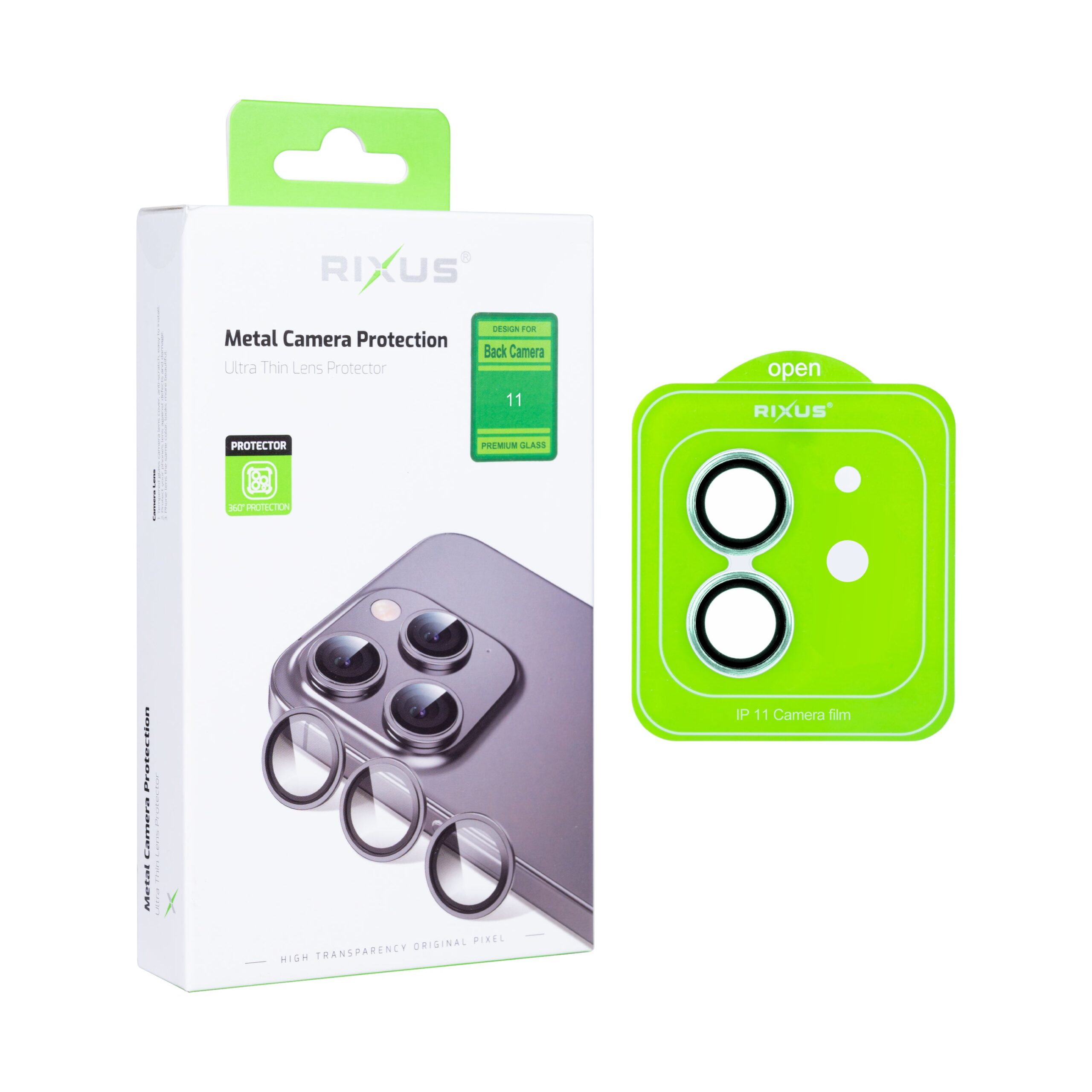 Rixus Metal Shield Kamera Panzerglas für Apple iPhone 11 Green