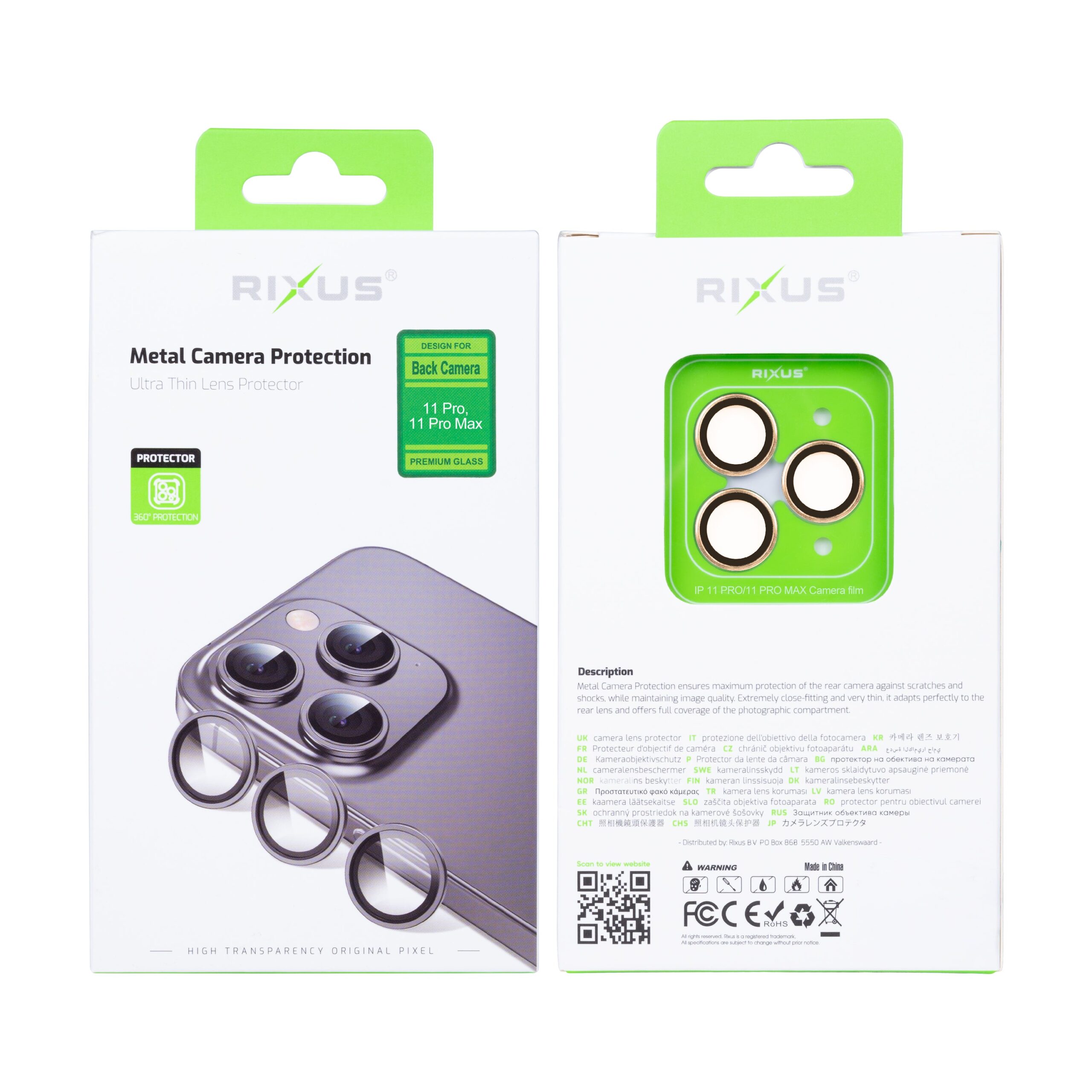 Rixus Metal Shield Kamera Panzerglas für Apple iPhone 11 Pro, 11 Pro Max Matte Gold – Bild 2
