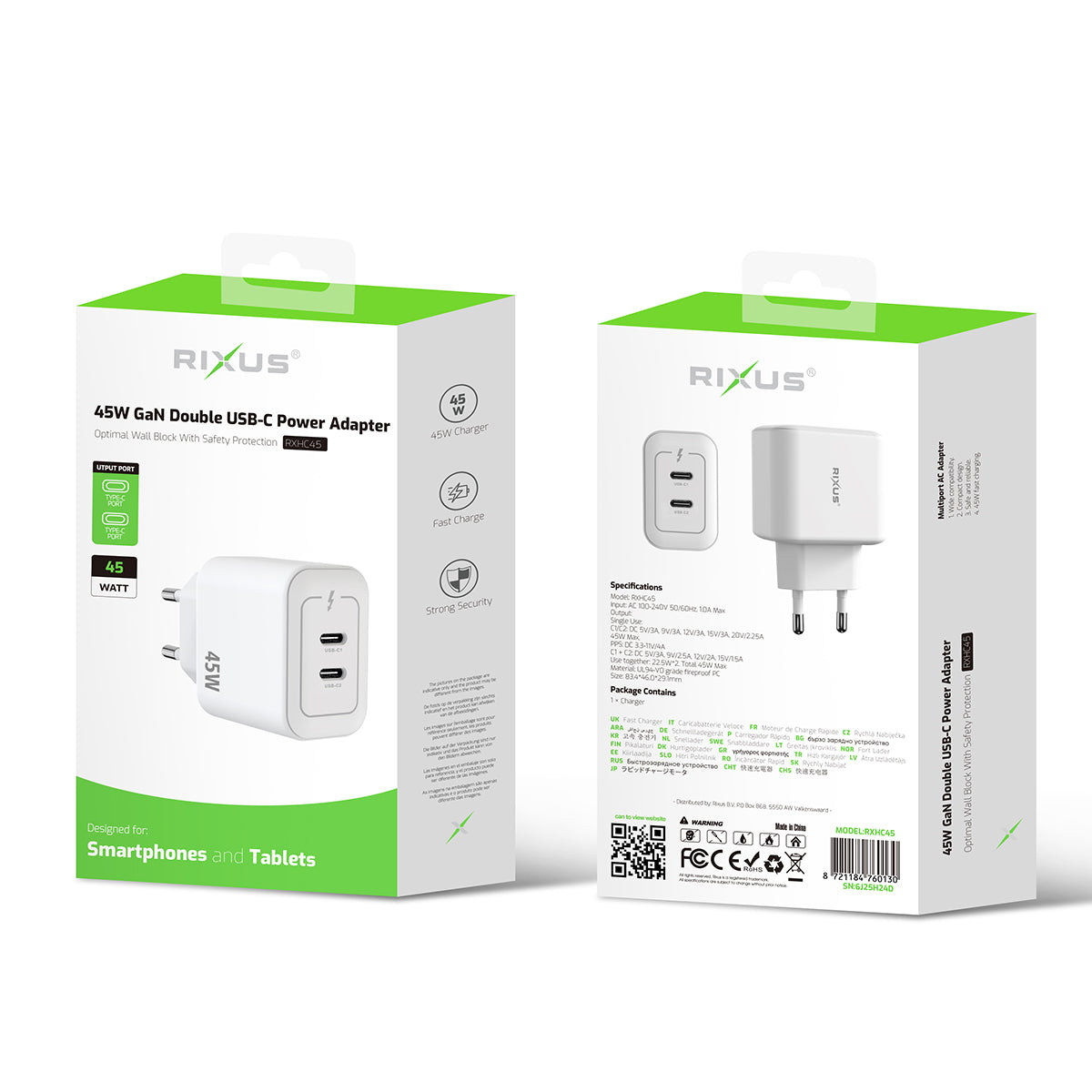 Rixus RXHC45 GaN Double USB-C Netzteil 45W White – Bild 5