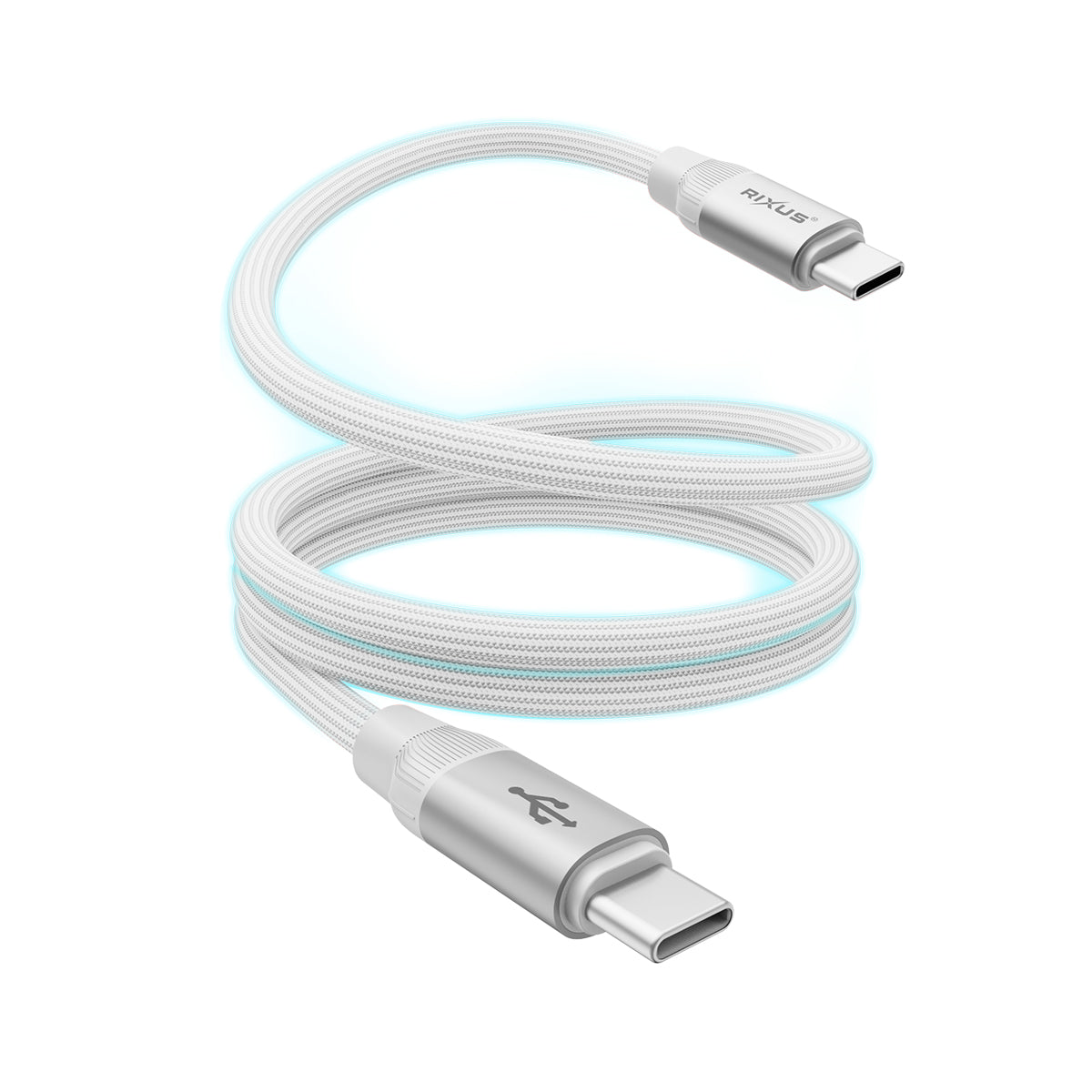 Rixus RXUC59C Magnetic Charging Cord USB-C To USB-C 1m 60W White – Bild 2