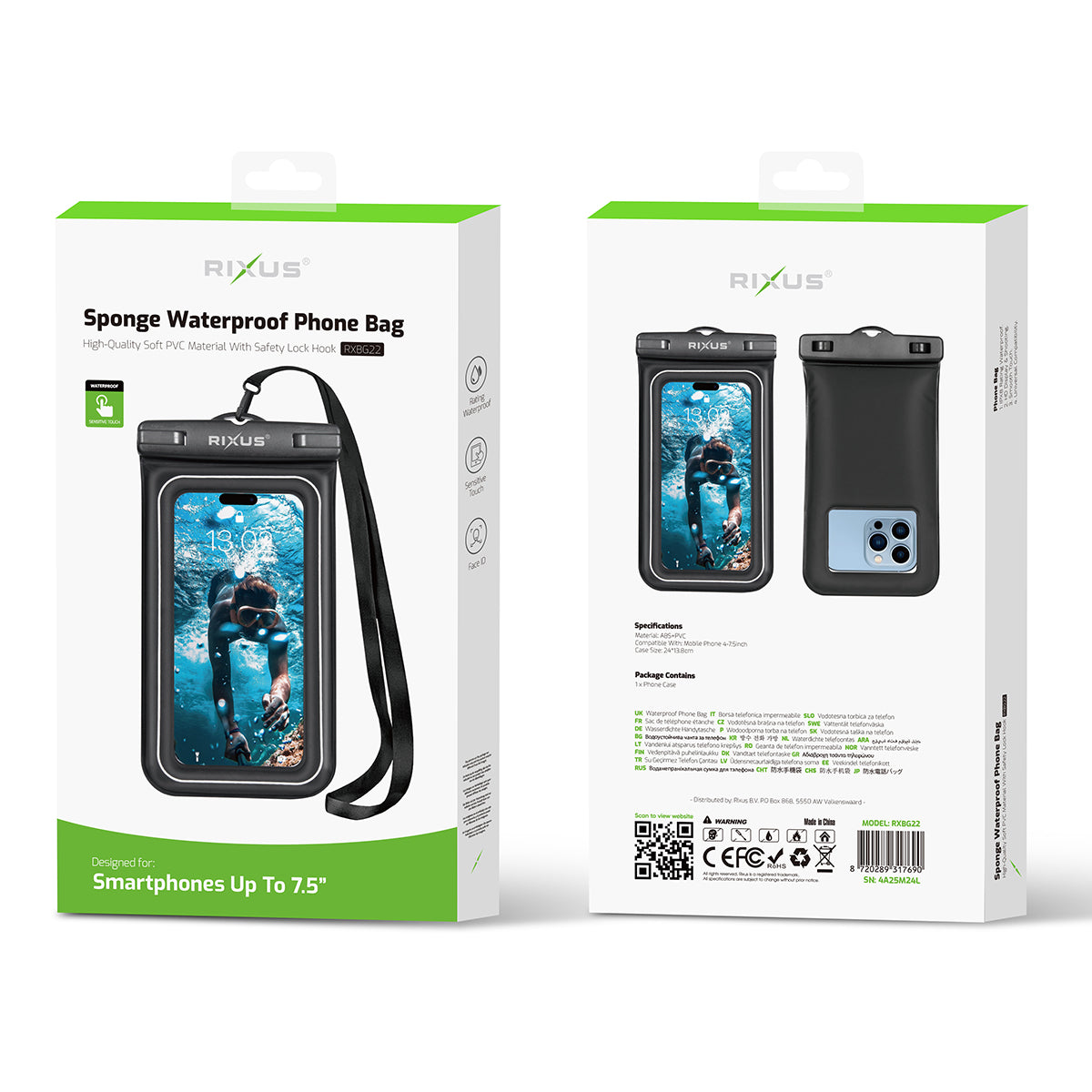 Rixus RXBG22 Sponge Waterproof Phone Bag Black – Bild 4