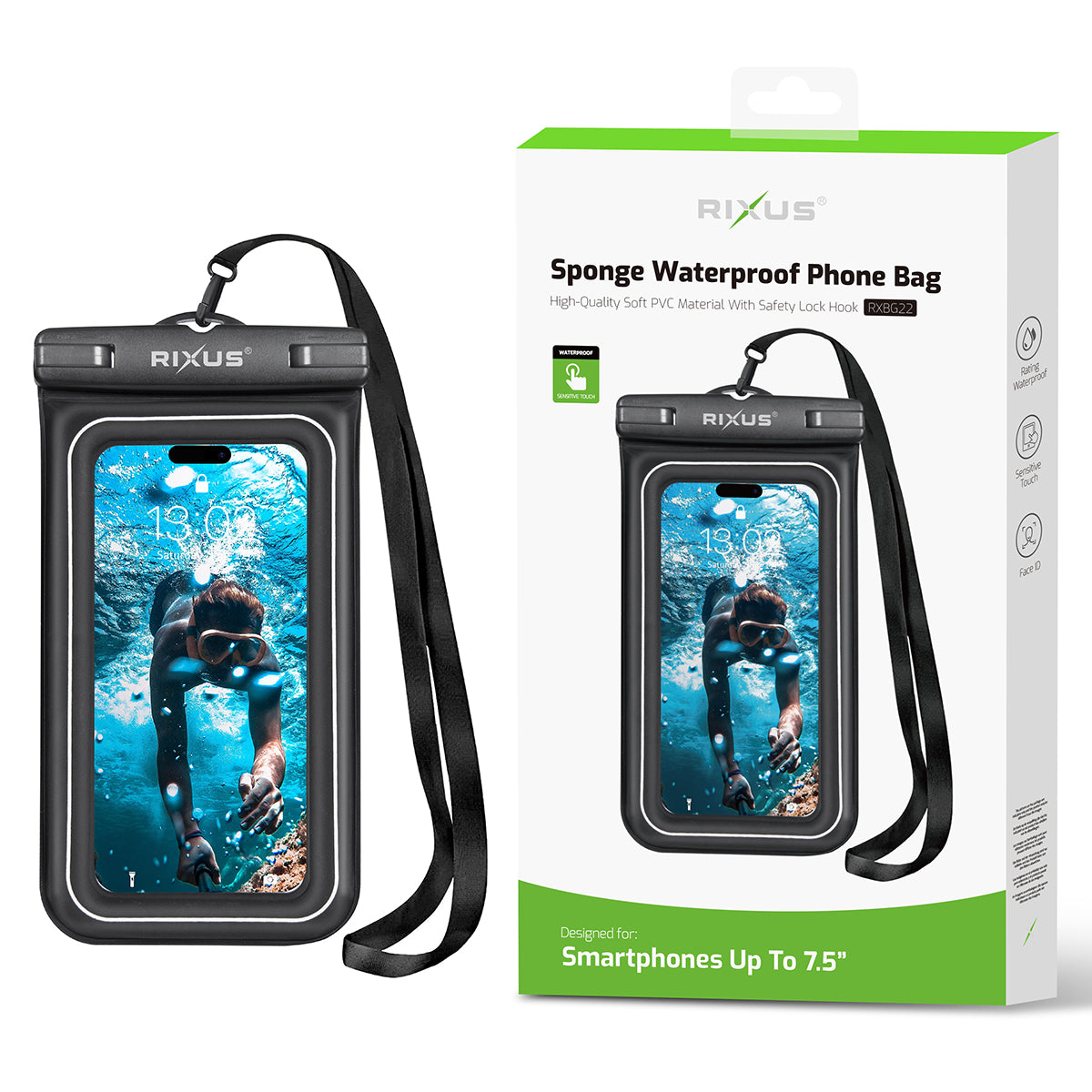 Rixus RXBG22 Sponge Waterproof Phone Bag Black – Bild 5