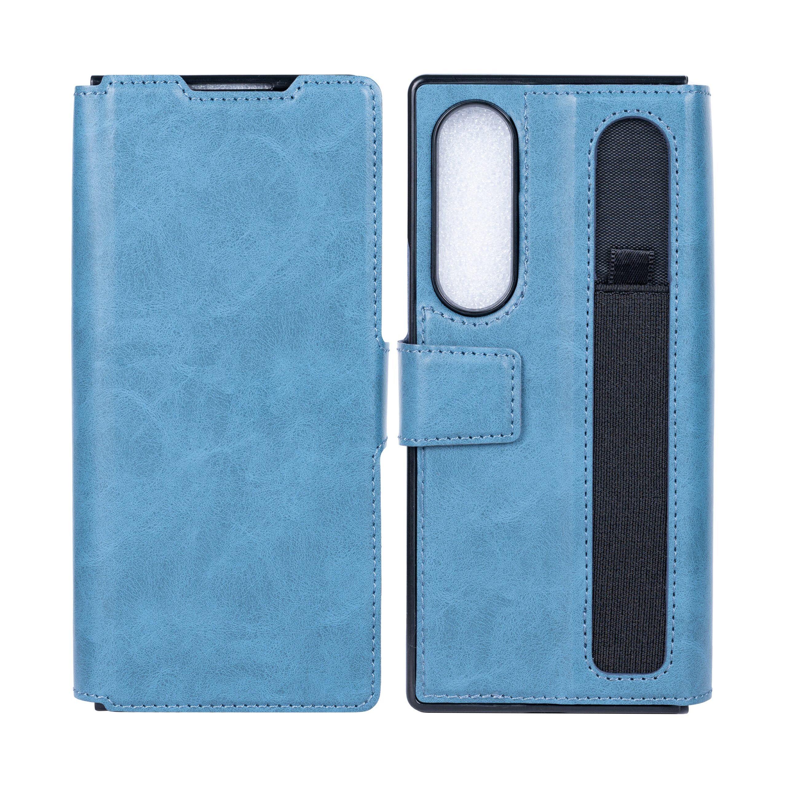 Rixus Wallet Hülle mit Pen Holder für Samsung Galaxy Z Fold4 Sierra Blue – Bild 3