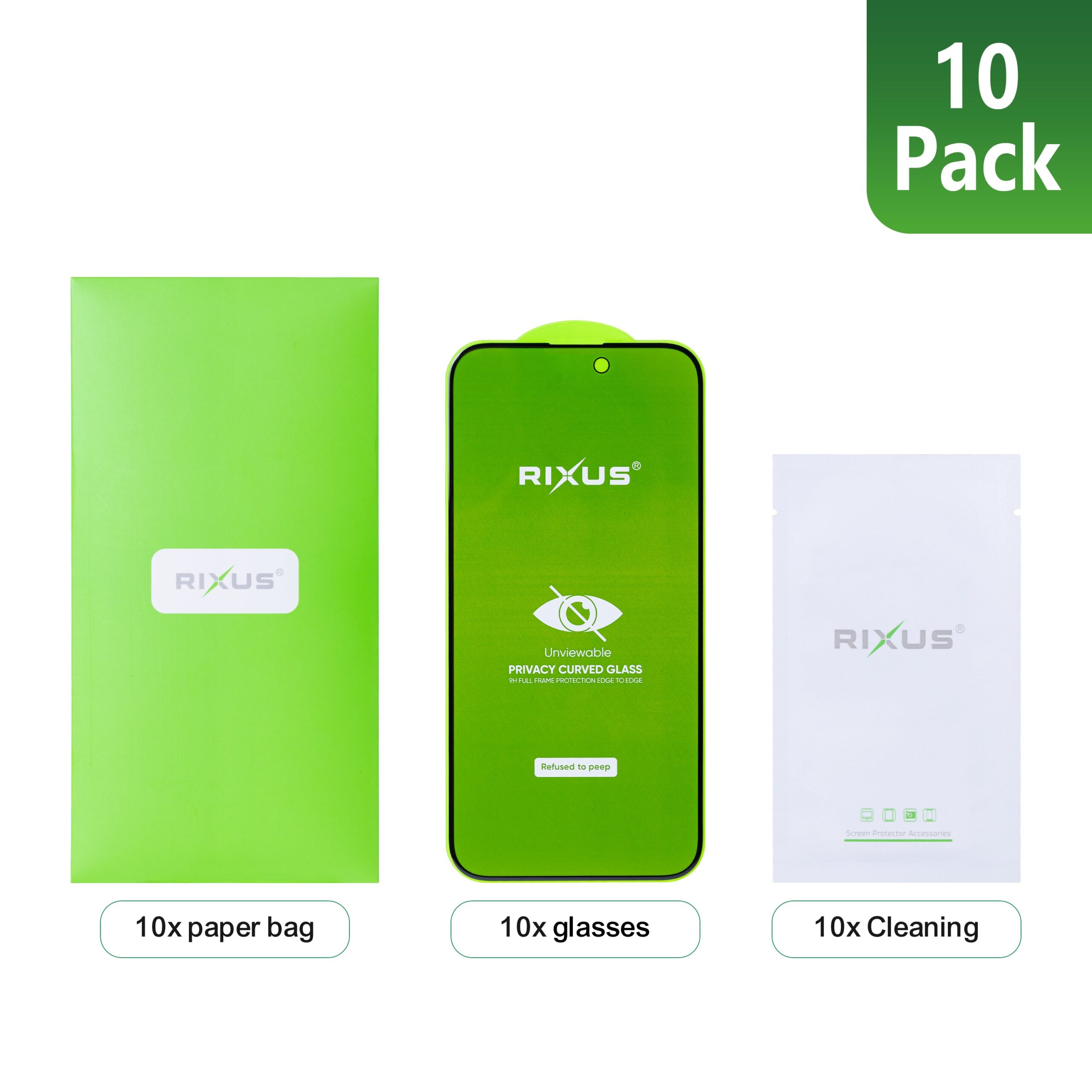 Rixus Privacy Full Curved Edge Panzerglas für Apple iPhone 16 Plus (10er-Pack) – Bild 3