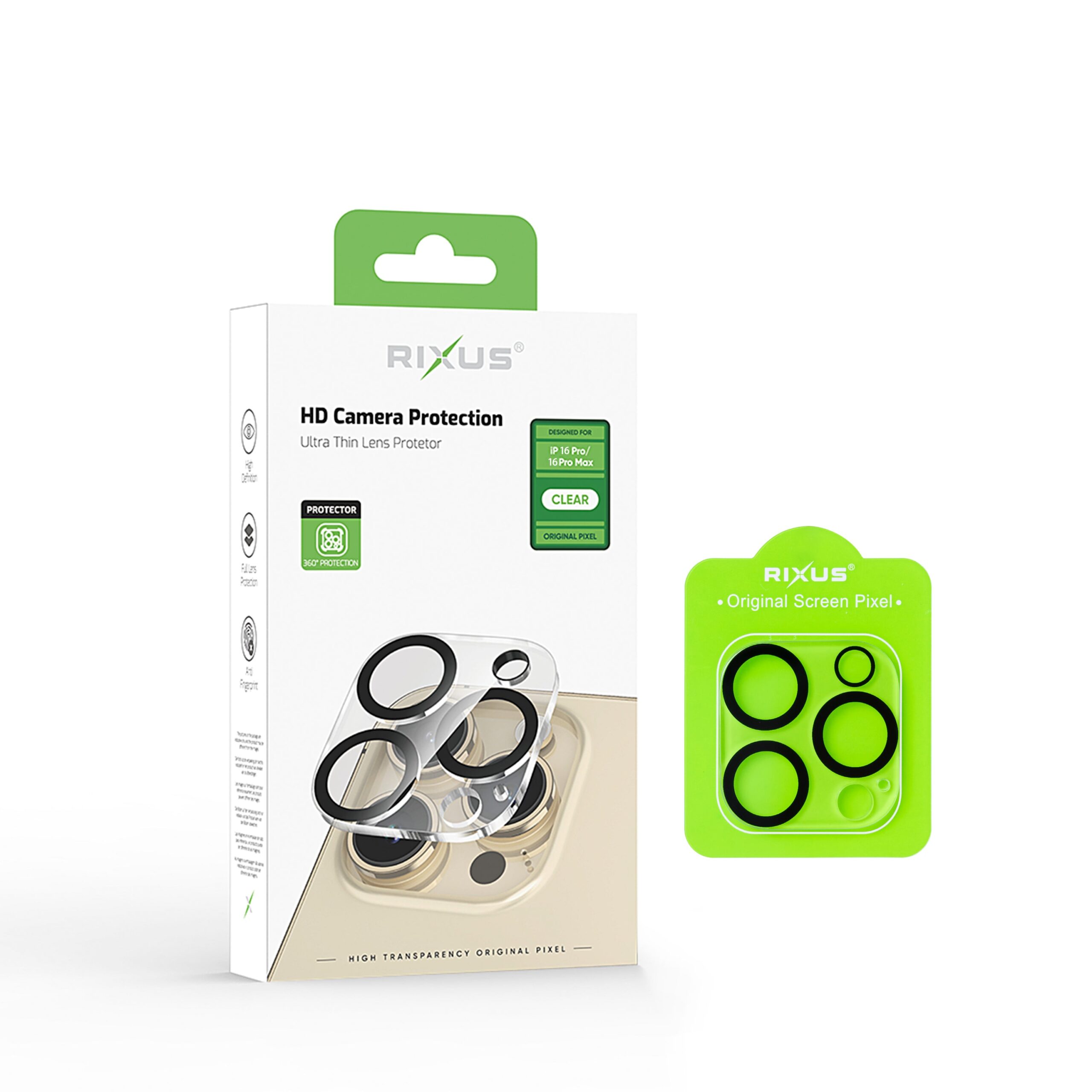 Rixus Clear HD Kamera Panzerglas für Apple iPhone 16 Pro, 16 Pro Max
