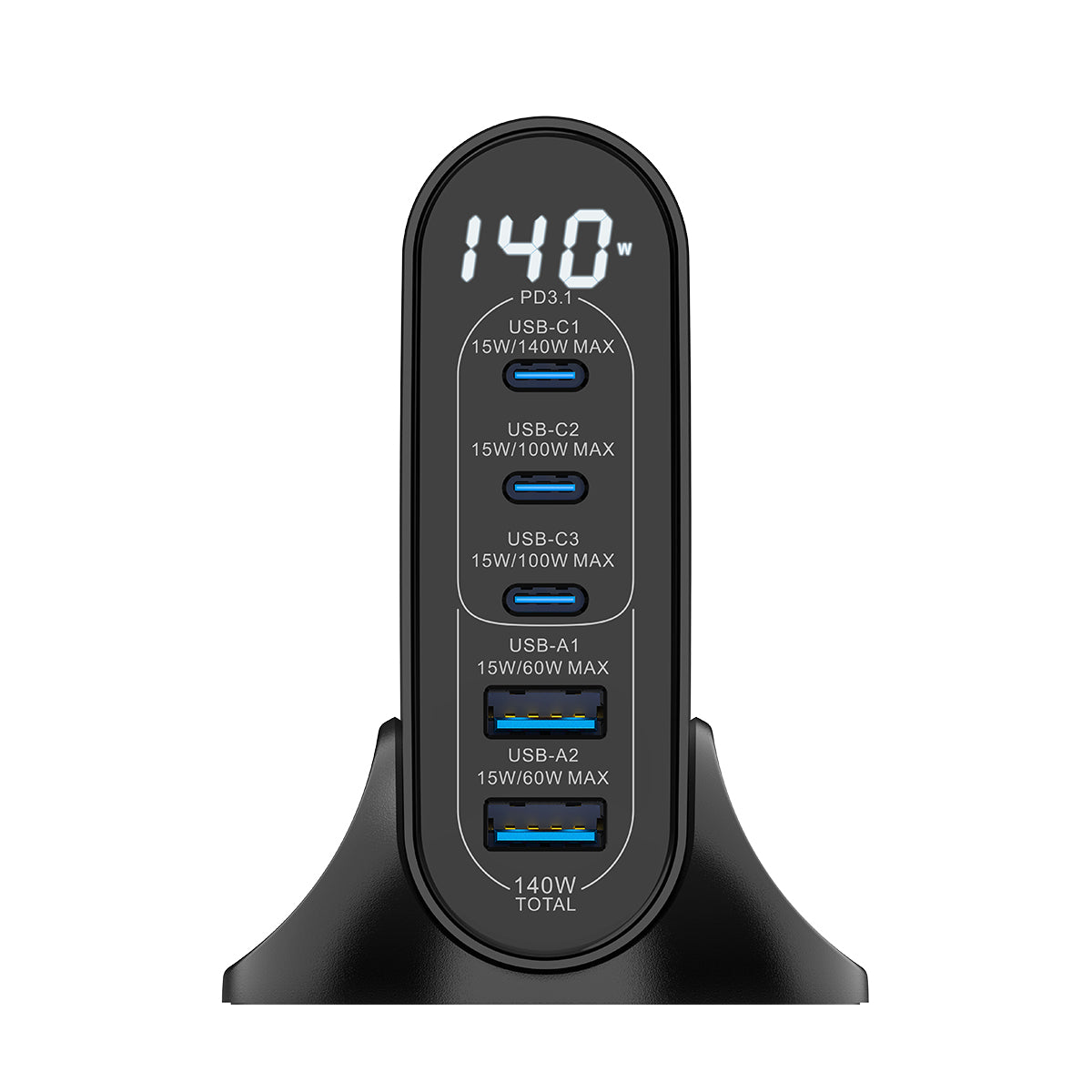 Rixus RX140 GaN Netzteil mit Digital Display 140W Black – Bild 2