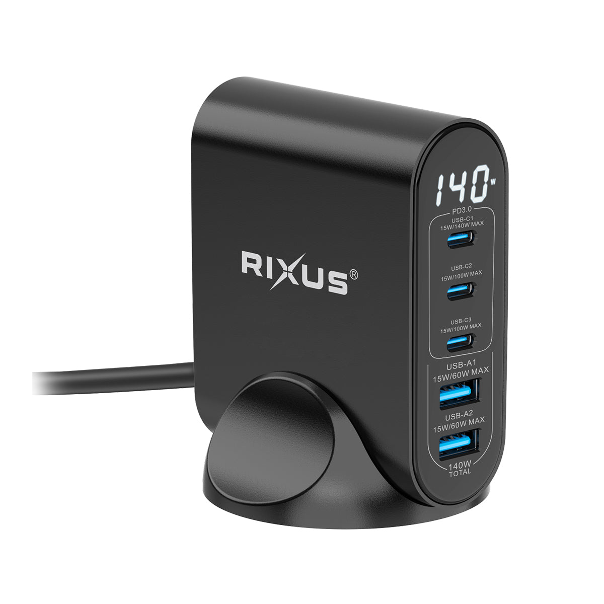 Rixus RX140 GaN Netzteil mit Digital Display 140W Black – Bild 3