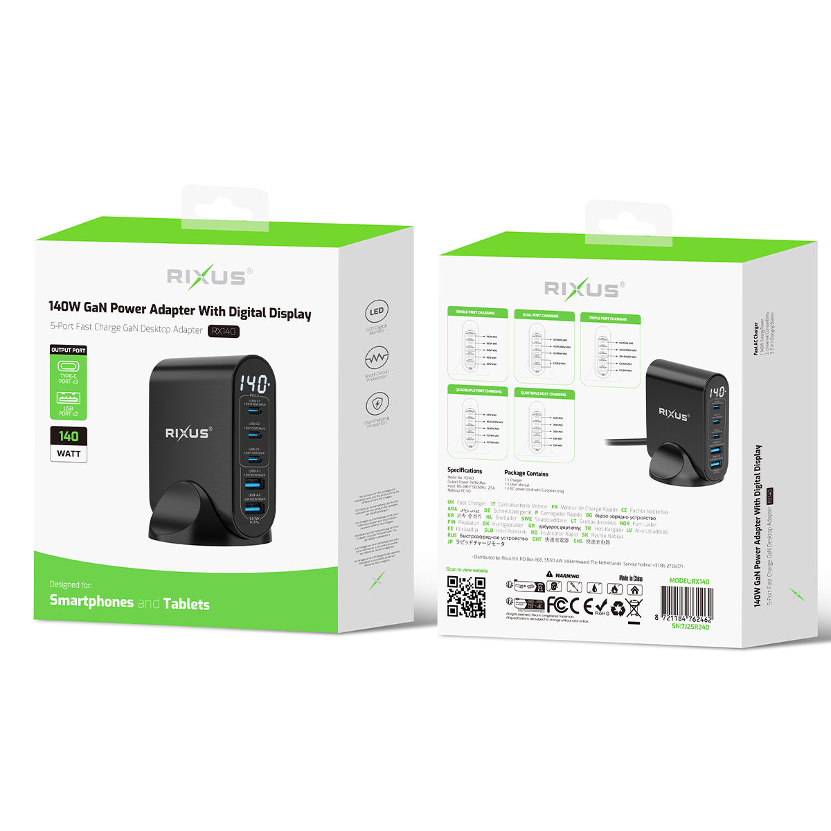 Rixus RX140 GaN Netzteil mit Digital Display 140W Black – Bild 4