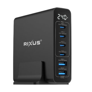 Rixus RX240 GaN Netzteil mit Digital Display 240W Black