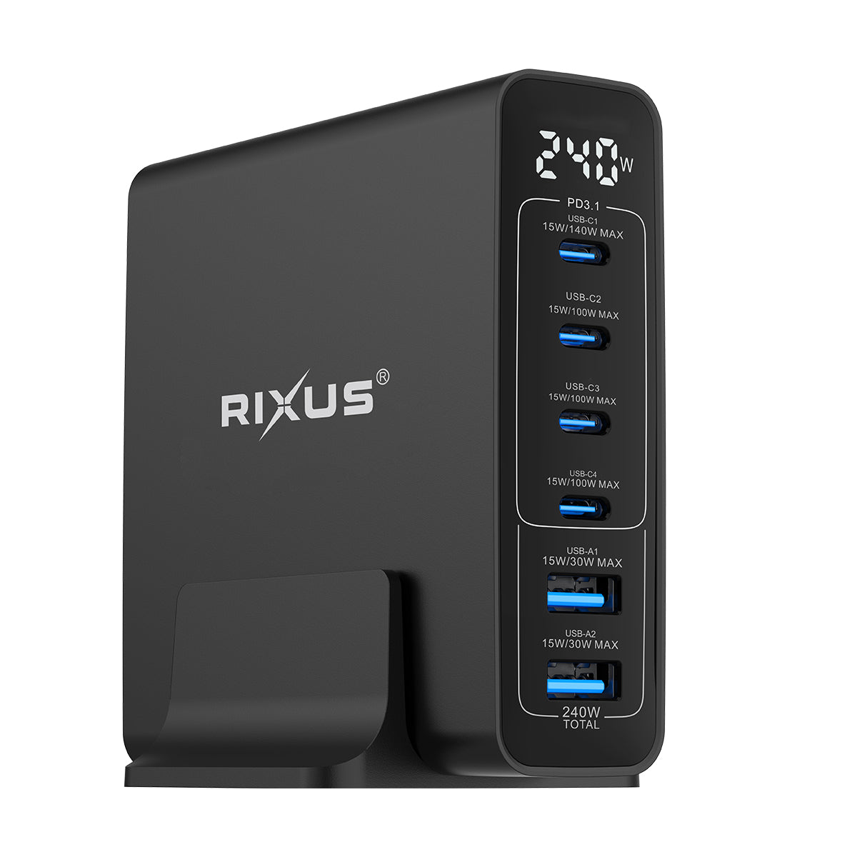 Rixus RX240 GaN Netzteil mit Digital Display 240W Black
