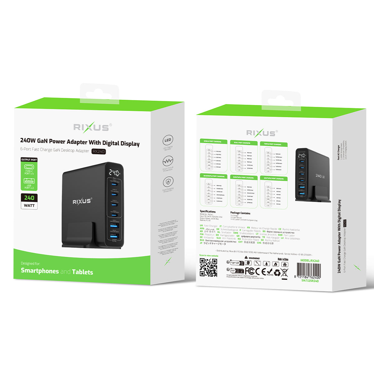 Rixus RX240 GaN Netzteil mit Digital Display 240W Black – Bild 4