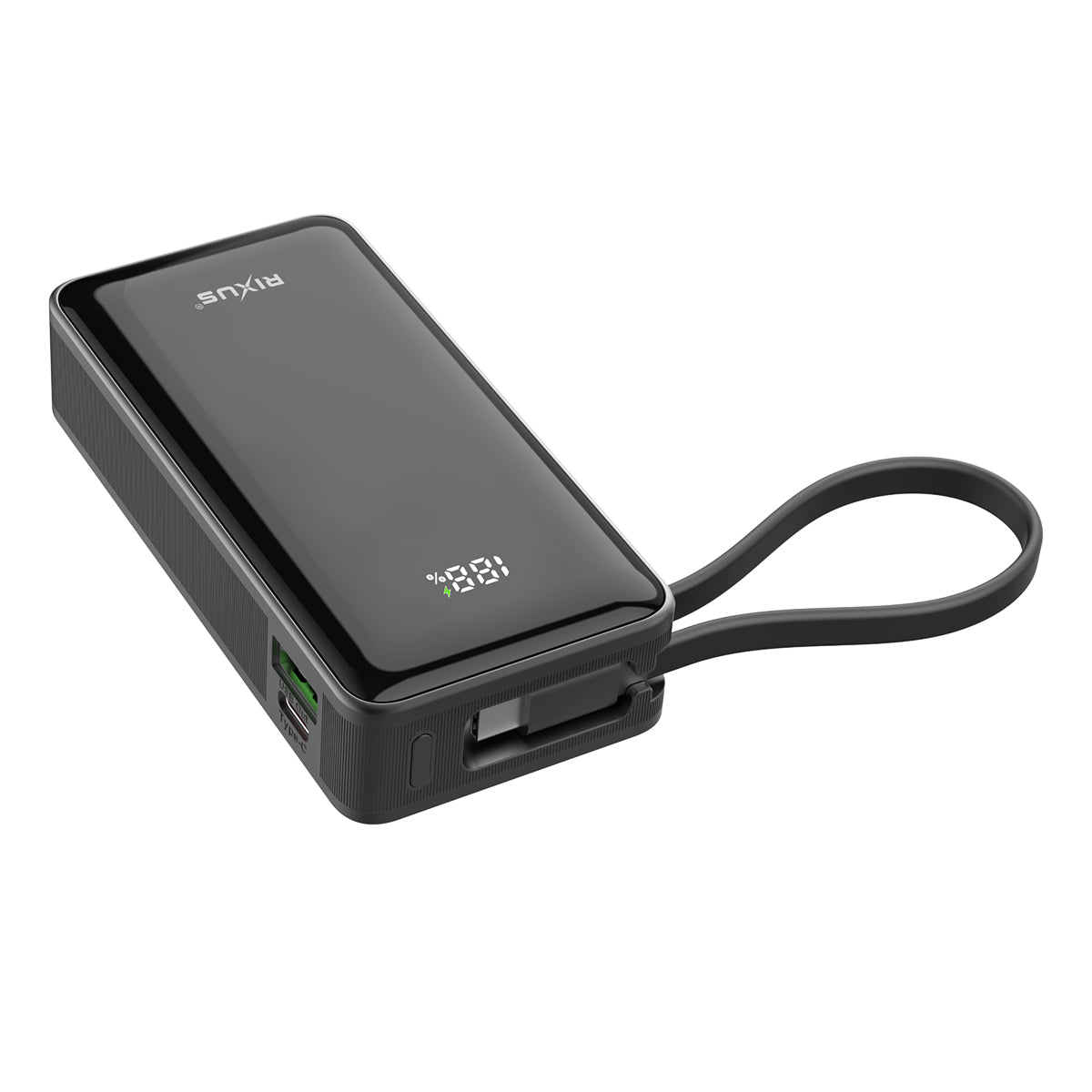 Rixus RXPB01B Power Bank 10000mAh mit Built-In Handstrap Kabel Black – Bild 2