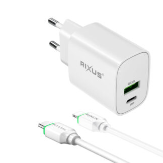 Rixus RX90L Adapter mit USB-C To Lightning Anschluss Kabel 1m 20W White