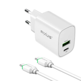Rixus RX90CC Adapter mit USB-C To USB-C Kabel 1m 20W White