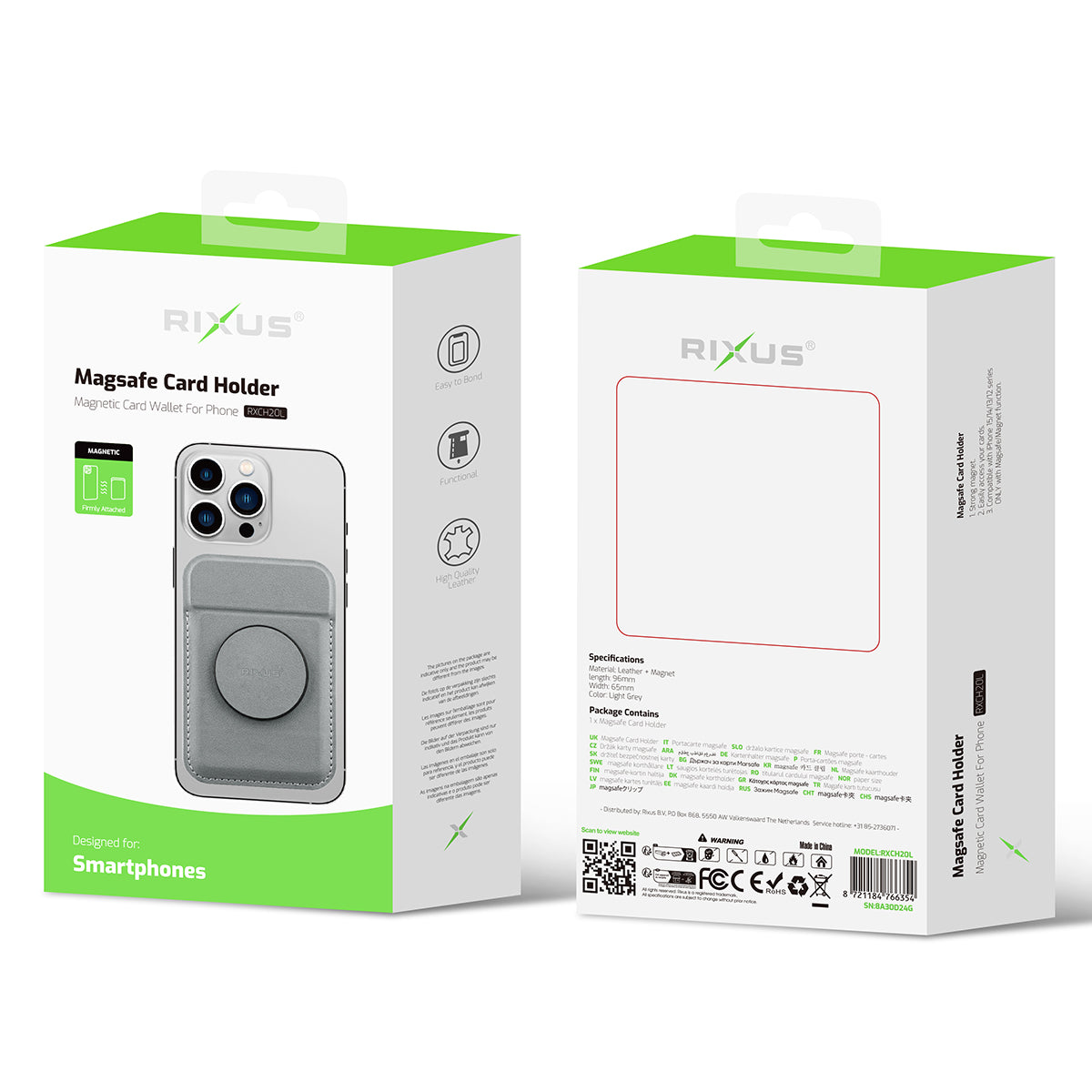 Rixus RXCH20L Card Holder mit MagSafe kompatibel Light Gray – Bild 4