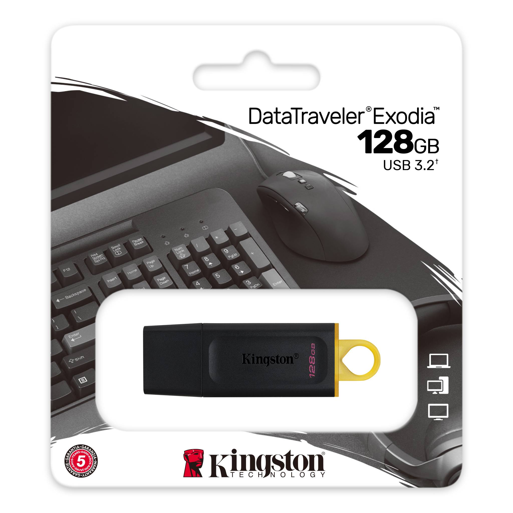 Kingston 128GB DataTraveler Exodia USB3.2 Gen 1 Flash Drive Black und Yellow – Bild 3