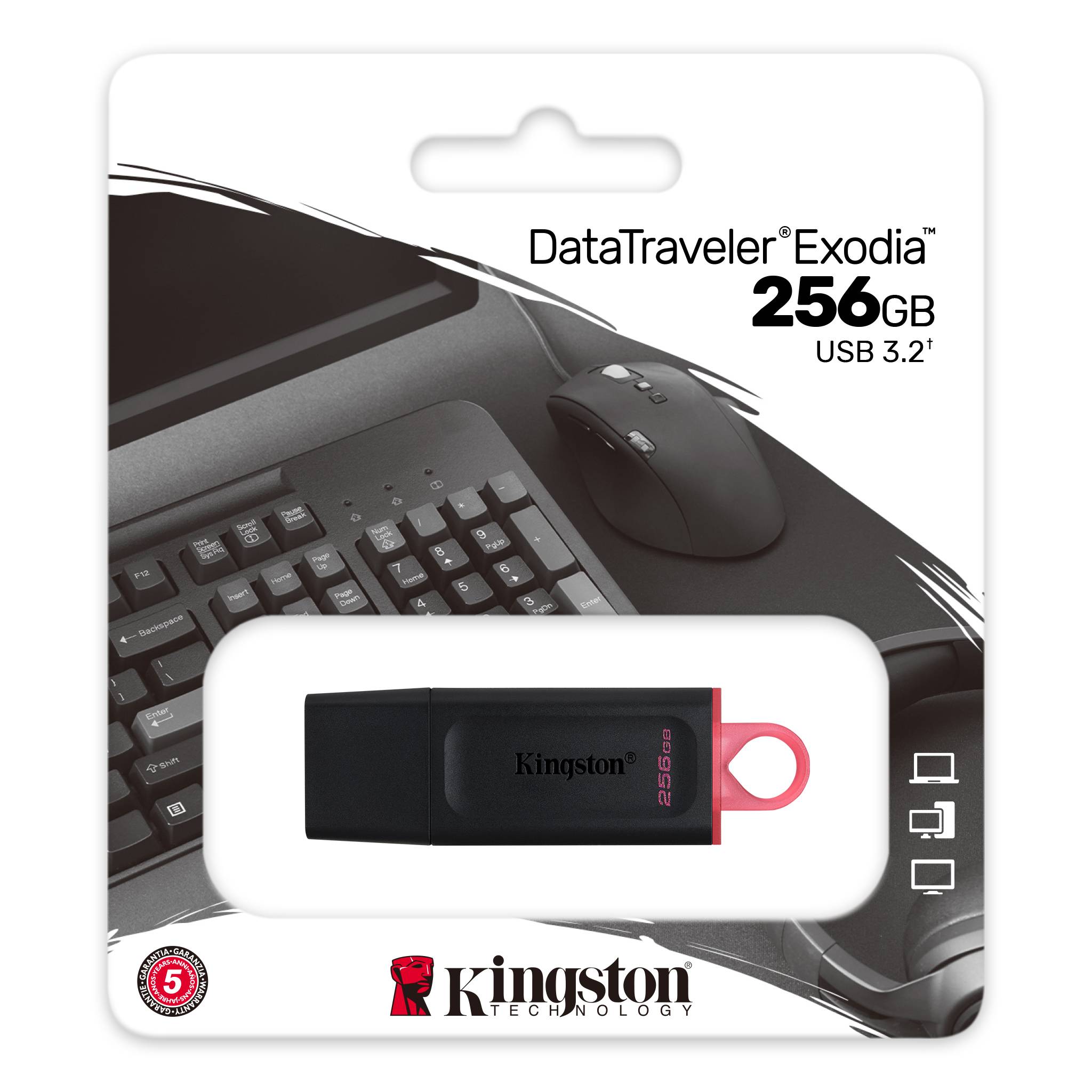 Kingston 256GB DataTraveler Exodia USB3.2 Gen 1 Flash Drive Black und Red – Bild 3