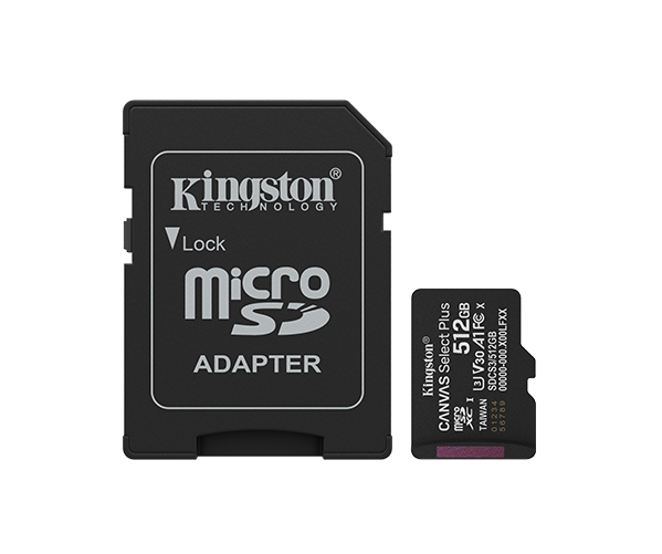 Kingston 512GB Canvas Select Plus MicroSD Memory Card 100R A1 C10 Card mit Adapter Black