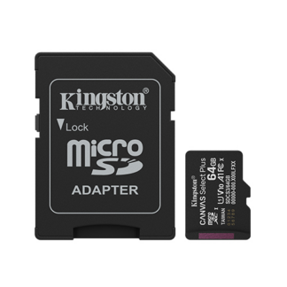 Kingston 64GB Canvas Select Plus MicroSD Memory Card 100R A1 C10 Card mit Adapter Black