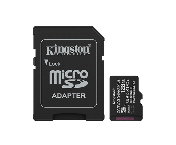 Kingston 128GB Canvas Select Plus MicroSD Memory Card 100R A1 C10 Card mit Adapter Black
