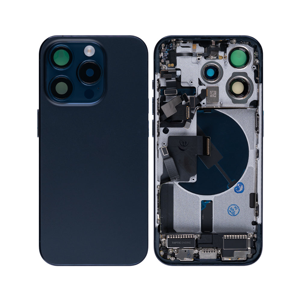 Für Apple iPhone 15 Pro Gehäuse mit Kleinteilen Blue Titanium OEM – Bild 3