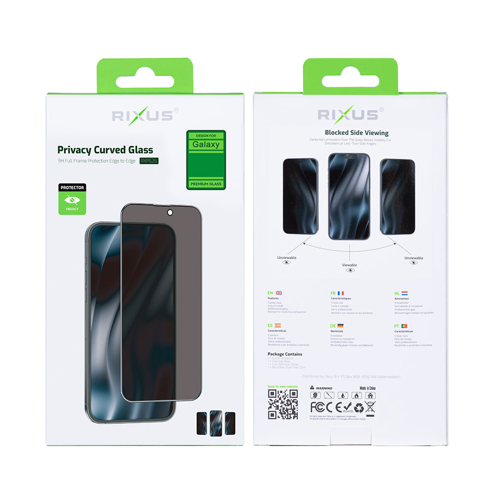 Rixus Privacy Full Curved Edge Panzerglas für Samsung Galaxy S24 FE, A36, A37, A56 – Bild 2