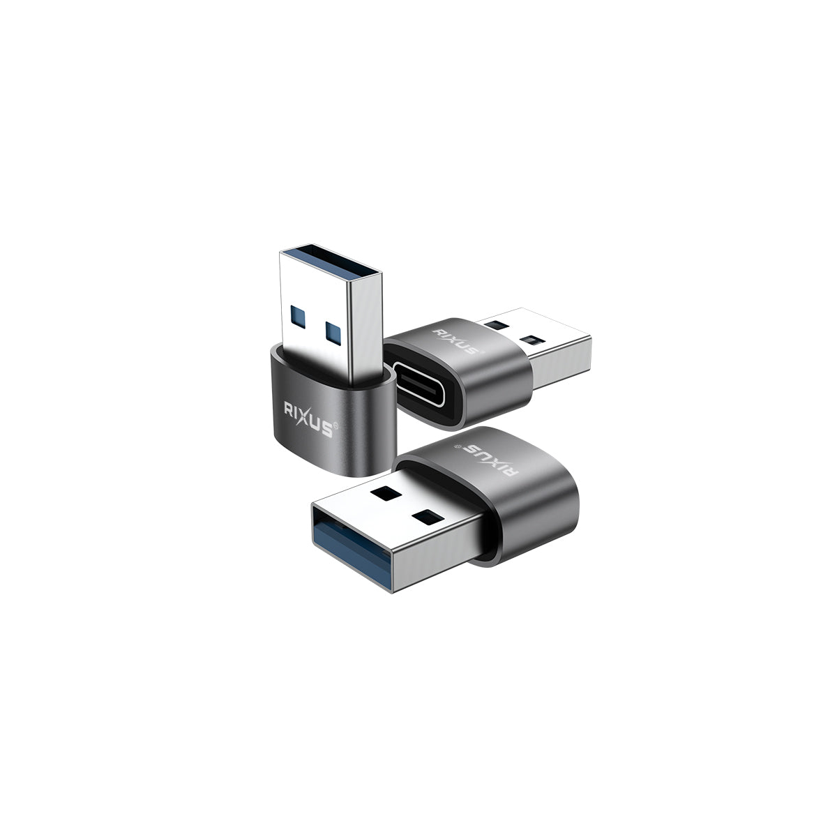 Rixus RXOTG01 USB-C To USB-A OTG Adapter Space Gray (2er-Pack) – Bild 2