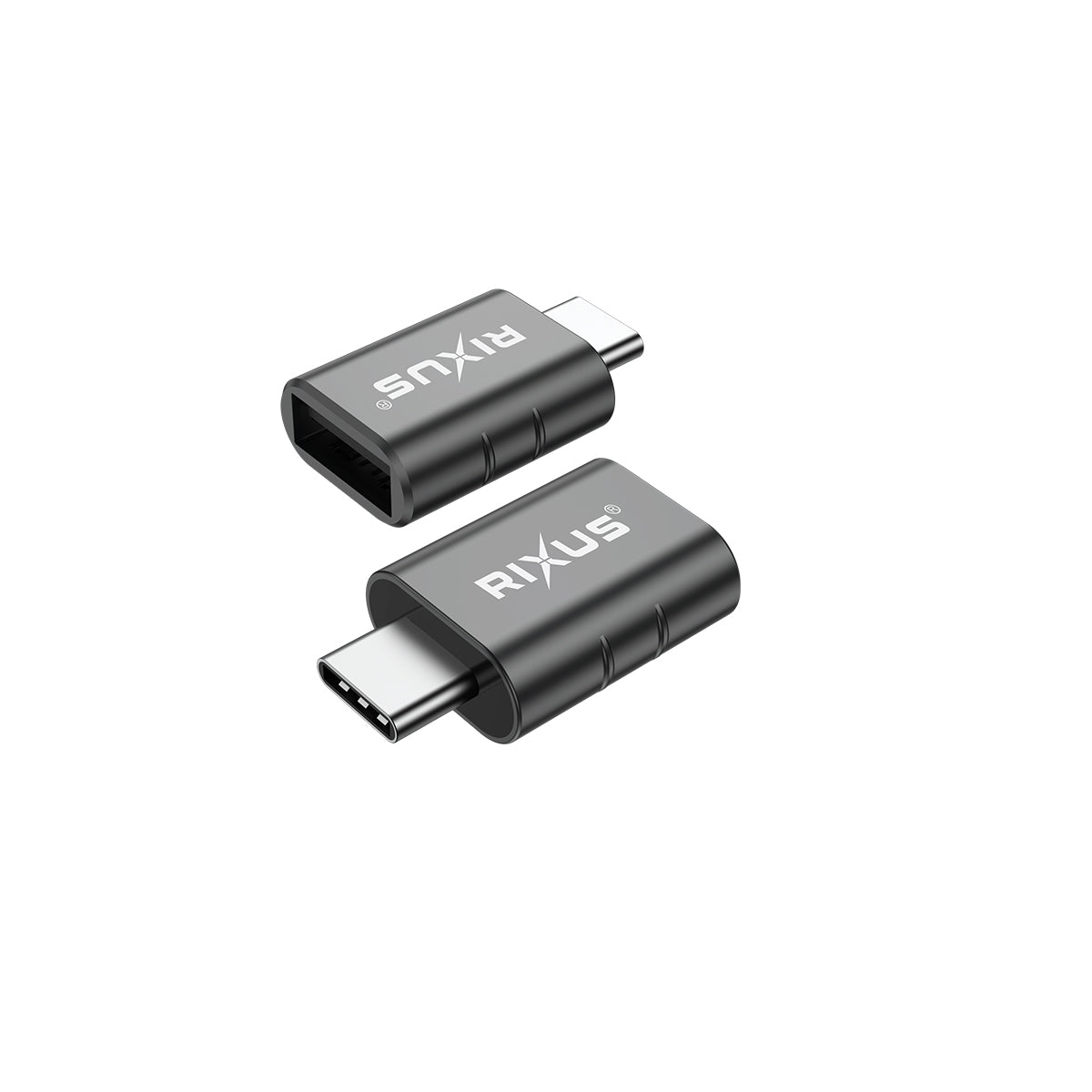 Rixus RXOTG02 USB-A To USB-C OTG Adapter Space Gray (2er-Pack)