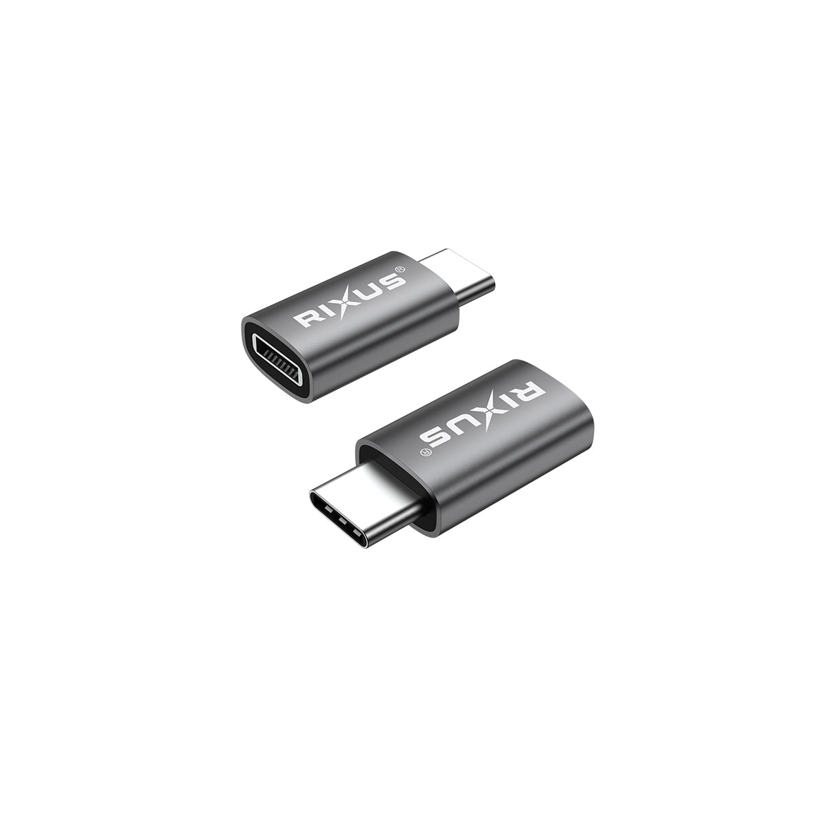Rixus RXOTG03 USB-C To Lightning Anschluss OTG Adapter Space Gray (2er-Pack)