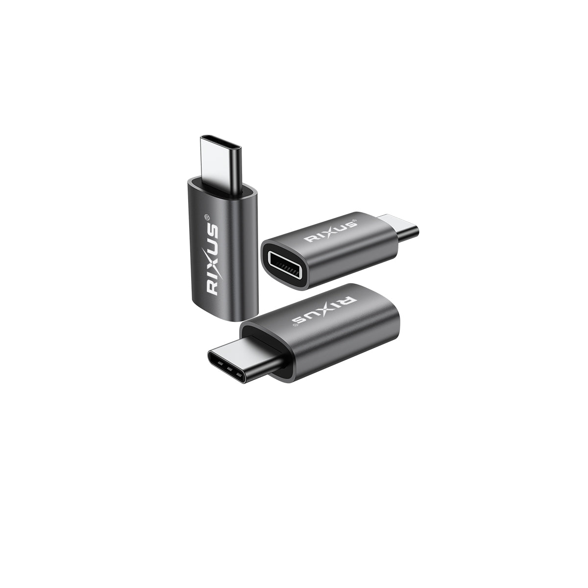 Rixus RXOTG03 USB-C To Lightning Anschluss OTG Adapter Space Gray (2er-Pack) – Bild 2